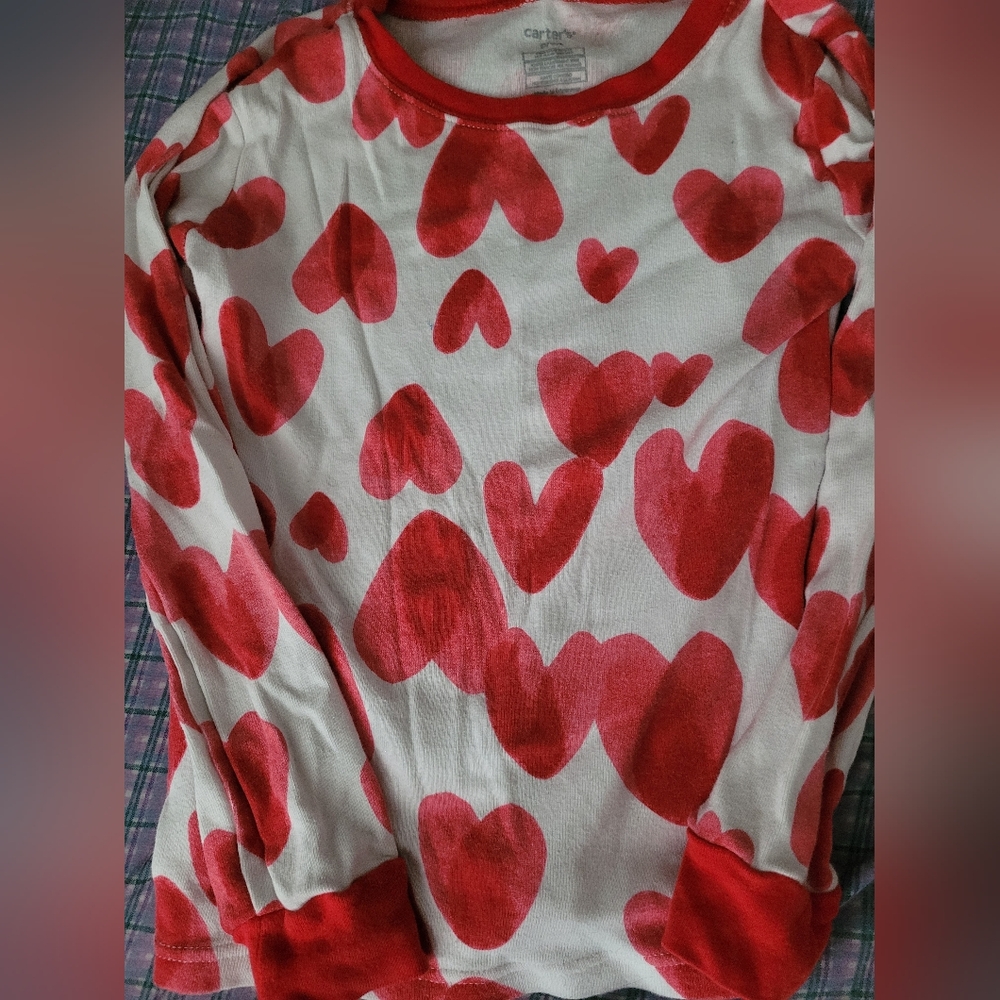 Carter's Red and White Heart Print Kids Pajama Set - Picture 2 of 5